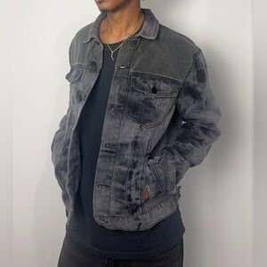 Fashion Nova Denim Men’s Small Grey & Black Tie-Dye Streetwear Button Up Jacket